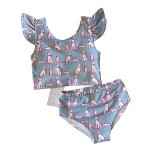 NEW DEAR GEORGIE girls' bather bikini in americana dogs